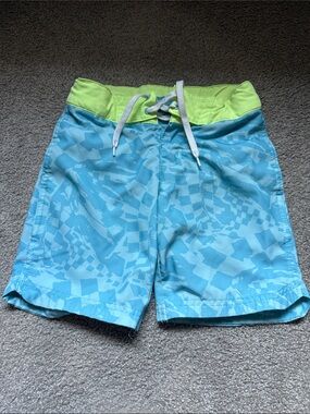 art class Light Blue Swim Shorts with Lime Waistband